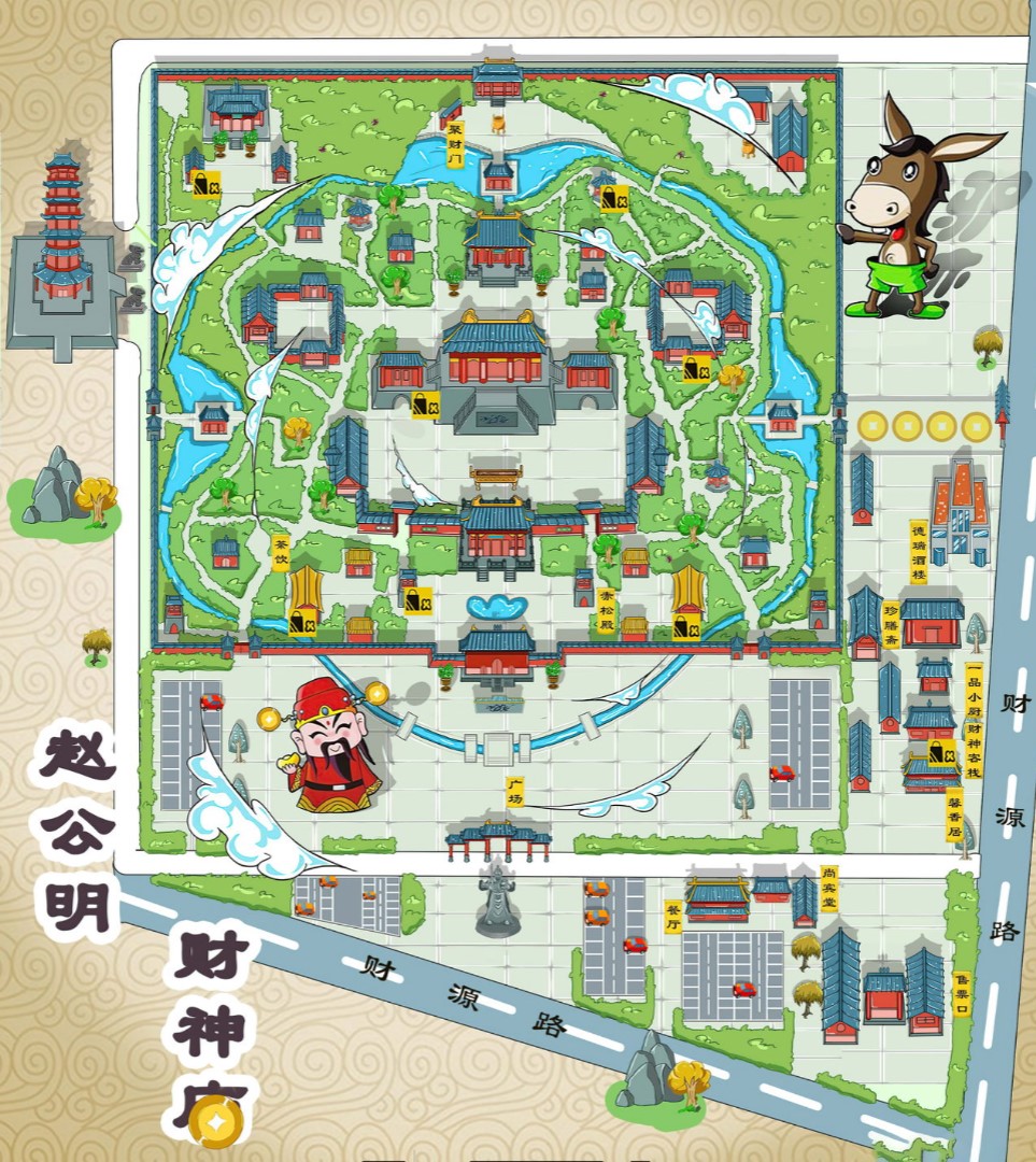 八宿寺庙类手绘地图